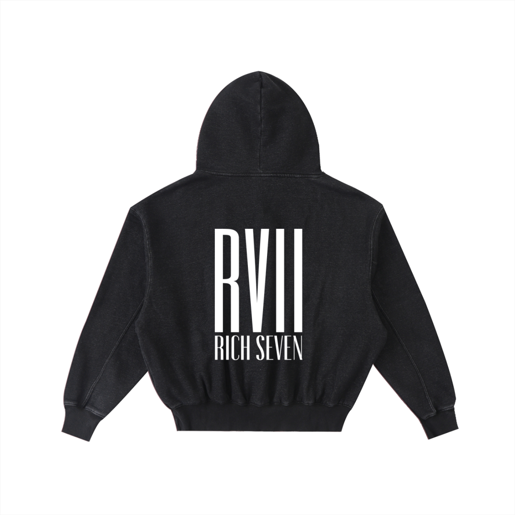 Frayed Enzyme Washed Fleece Hoodie